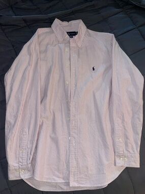 Ralph Lauren Light Pink and White Striped Button-Down Shirt Men’s 15 1/2 - 34/35